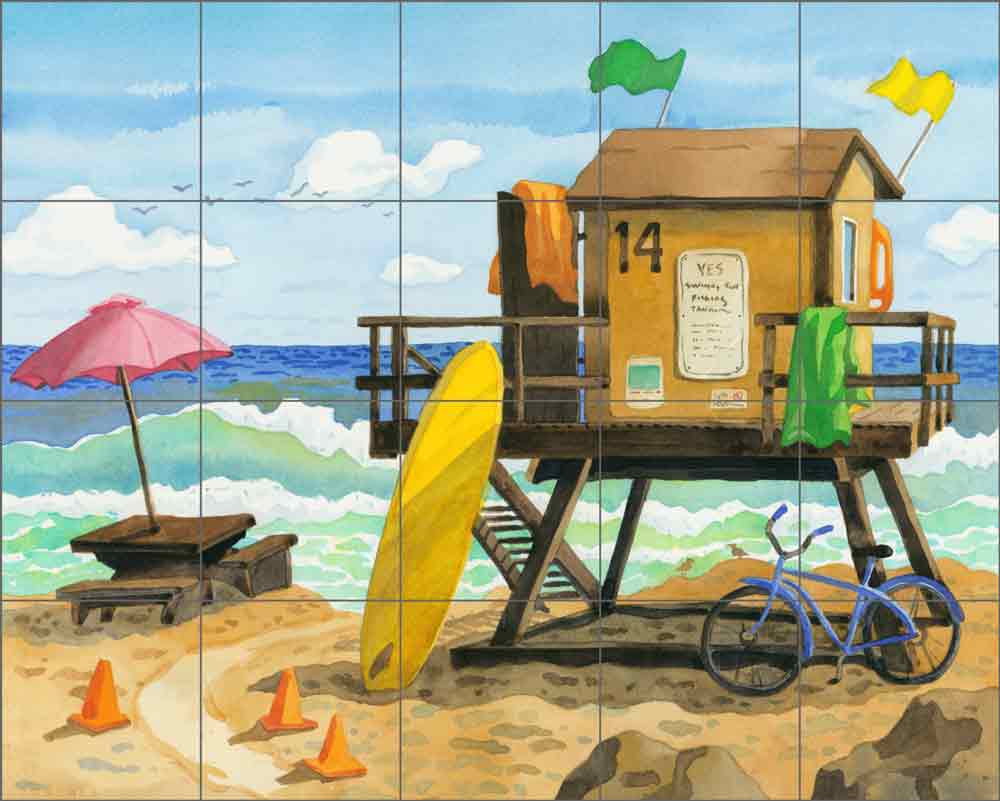 Beach House by Robin Wethe Altman Ceramic Tile Mural RWA044
