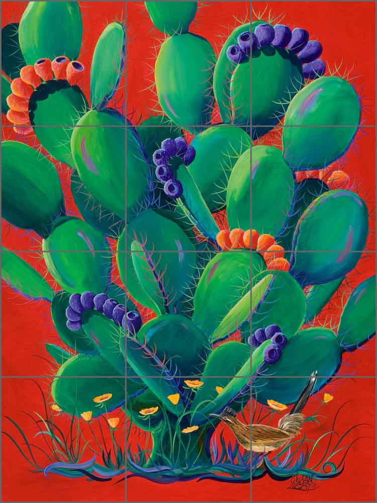 Prickly Bouquet by Susan Libby Ceramic Tile Mural - SLA003