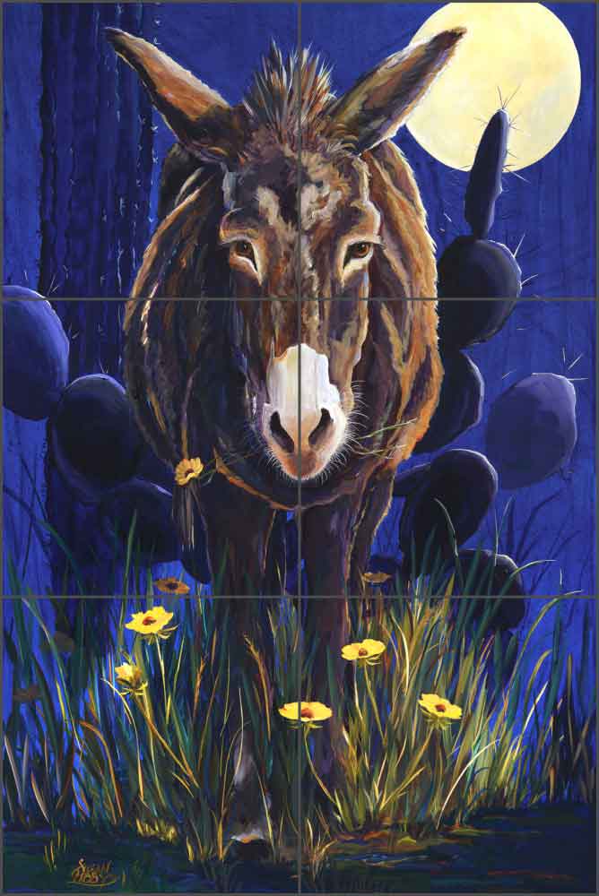 Donkey by Susan Libby Ceramic Tile Mural - SLA034