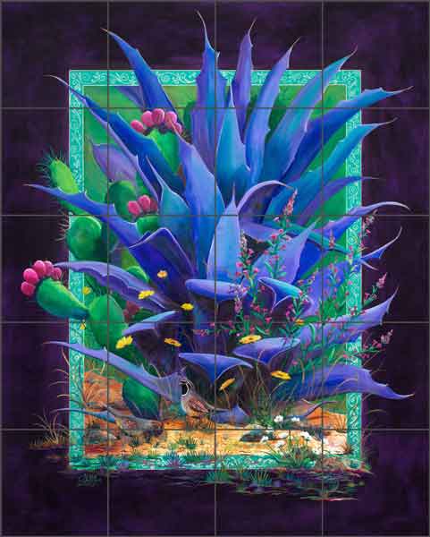 Purple Agave by Susan Libby Ceramic Tile Mural - SLA049