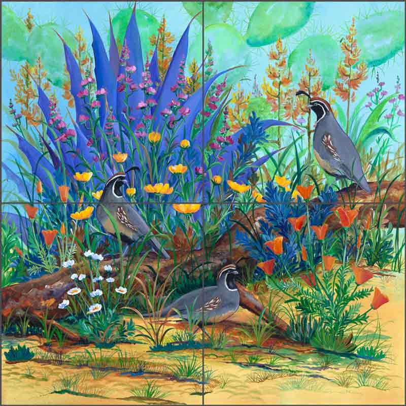 Desert Flowers by Susan Libby Ceramic Tile Mural SLA064