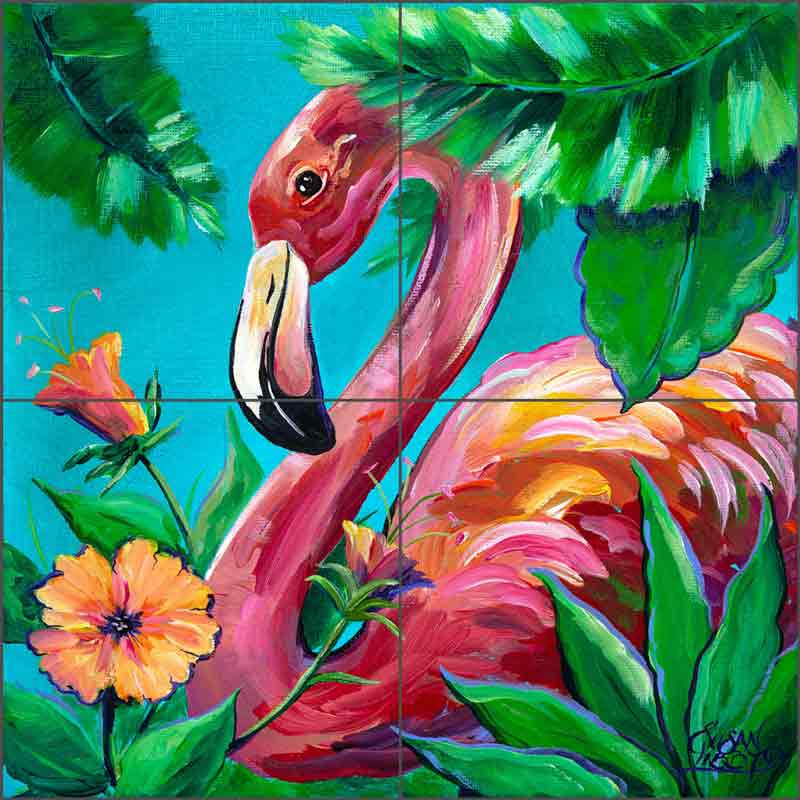 Summer Pinks by Susan Libby Ceramic Tile Mural SLA089