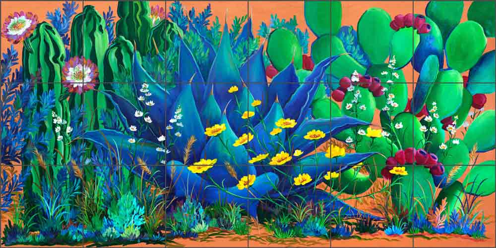 Cactus Garden by Susan Libby Ceramic Tile Mural SLA068