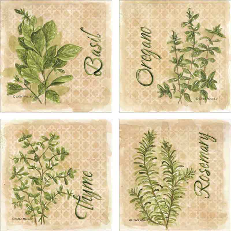 Herbs by Sara Mullen Ceramic Accent & Decor Tile Set - SM-ATSet3