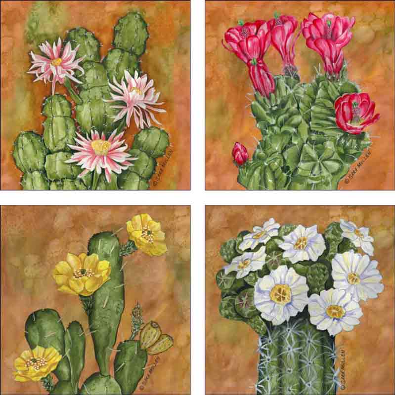 Cacti by Sara Mullen Ceramic Accent & Decor Tile Set SM-ATSet8