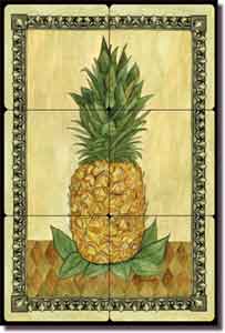Pineapple by Sara Mullen - Fruit Tumbled Marble Tile Mural 8" x 12"