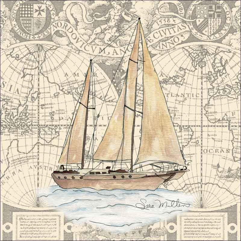 Nautical - Boat by Sara Mullen Accent & Decor Tile - SM029AT