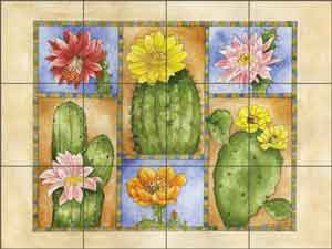 Mullen Southwest Cactus Glass Tile Mural 24" x 18" - SM042