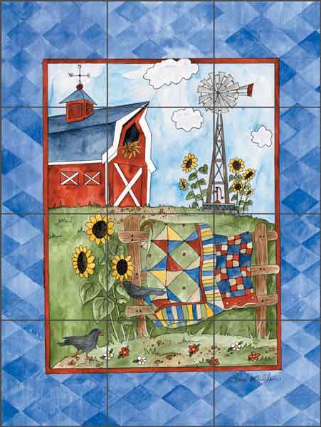 Summer Farmyard by Sara Mullen Ceramic Tile Mural - SM053