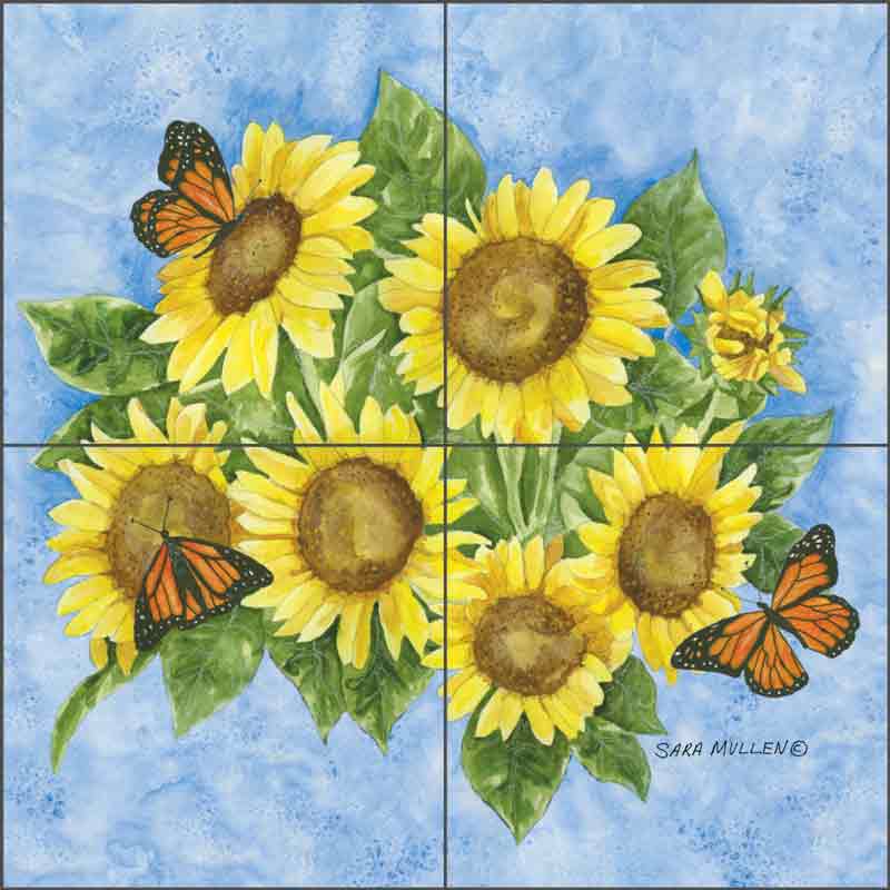 Sunflowers by Sara Mullen Ceramic Tile Mural SM057