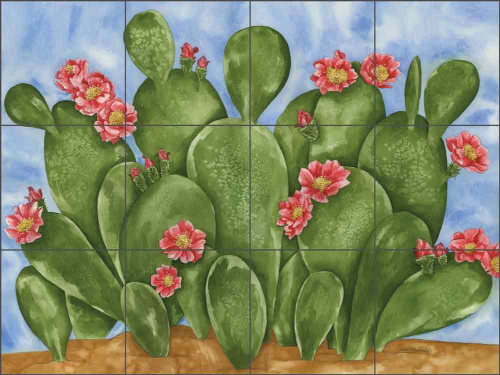 Beavertail Cacti by Sara Mullen Ceramic Tile Mural SM064