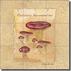 Mullen Mushroom Vegetable Ceramic Tile Mural 12.75" x 12.75" - SM069