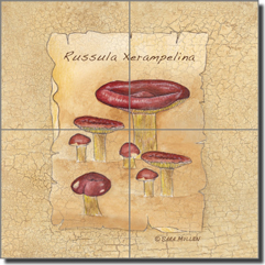 Mullen Mushroom Vegetable Ceramic Tile Mural 8.5" x 8.5" - SM069