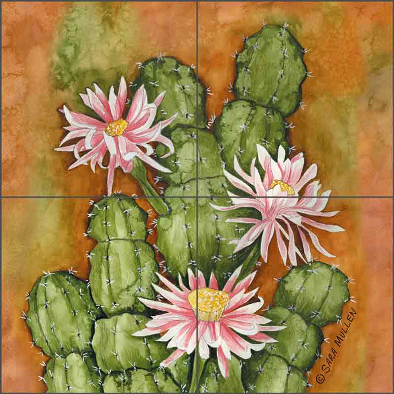 Cereus Cactus by Sara Mullen Ceramic Tile Mural SM106