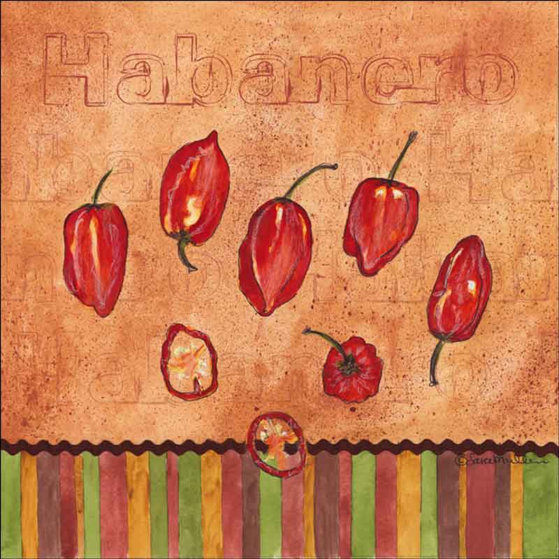 Fiesta Peppers - Habanero by Sara Mullen Ceramic Accent & Decor Tile - SM118AT