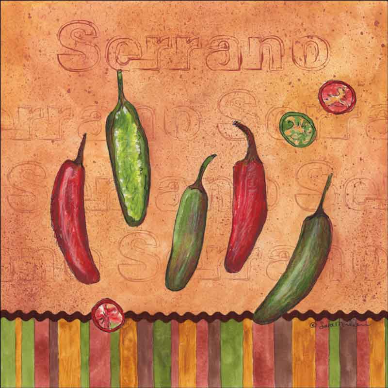 Fiesta Peppers - Serrano by Sara Mullen Ceramic Tile Mural - SM121AT