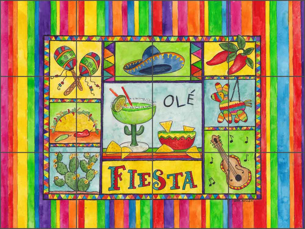 Fiesta by Sara Mullen Ceramic Tile Mural - SM122