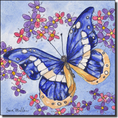 Mullen Butterfly Art Ceramic Accent Tile  4.25" x 4.25" - SM126AT