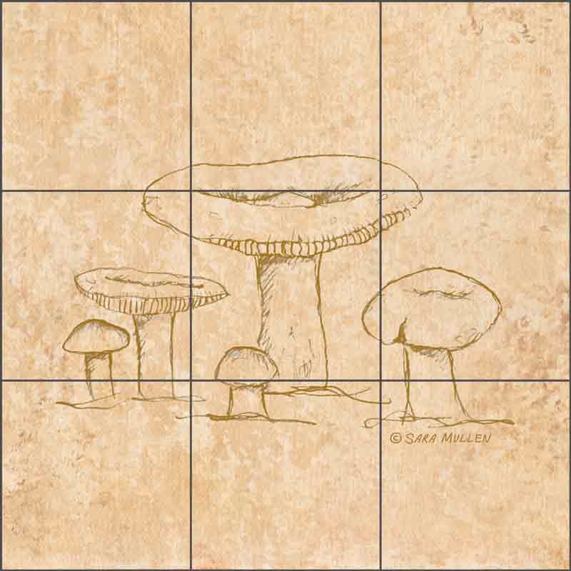 Mushroom Pattern 3 by Sara Mullen Ceramic Tile Mural - SM140