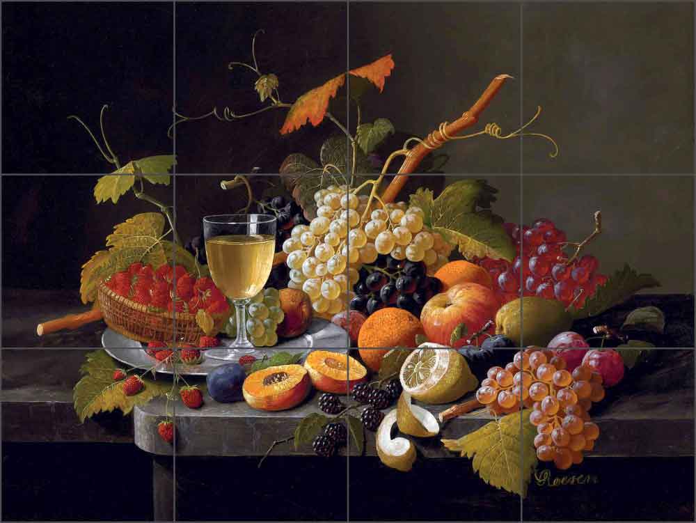 Still Life with Fruit by Severin Roesen Ceramic Tile Mural - SR005