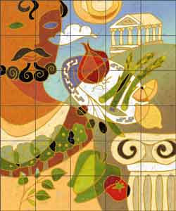 O'Very Covey Mediterranean Kitchen Ceramic Tile Mural 21.25" x 25.5" - TOC002