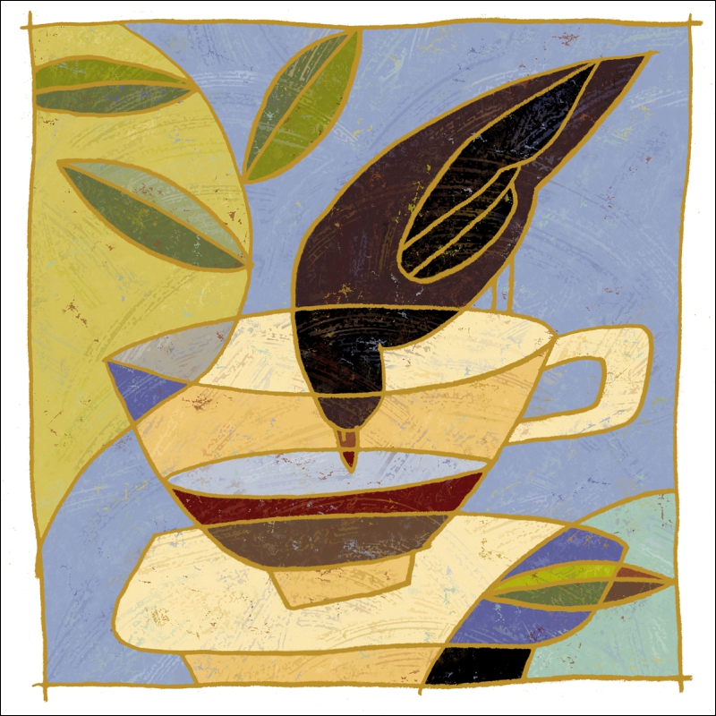 Drinking Bird Cup by Traci O'Very Covey Ceramic Accent & Decor Tile - TOC005AT