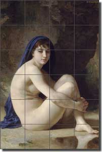 Bouguereau Old World Nude Ceramic Tile Mural 17" x 25.5" - WB2001