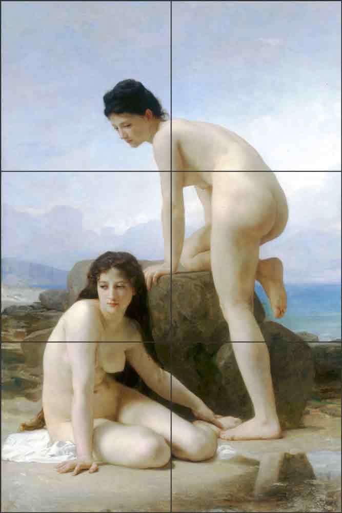 Two Bathers by William Bouguereau Ceramic Tile Mural WB2059