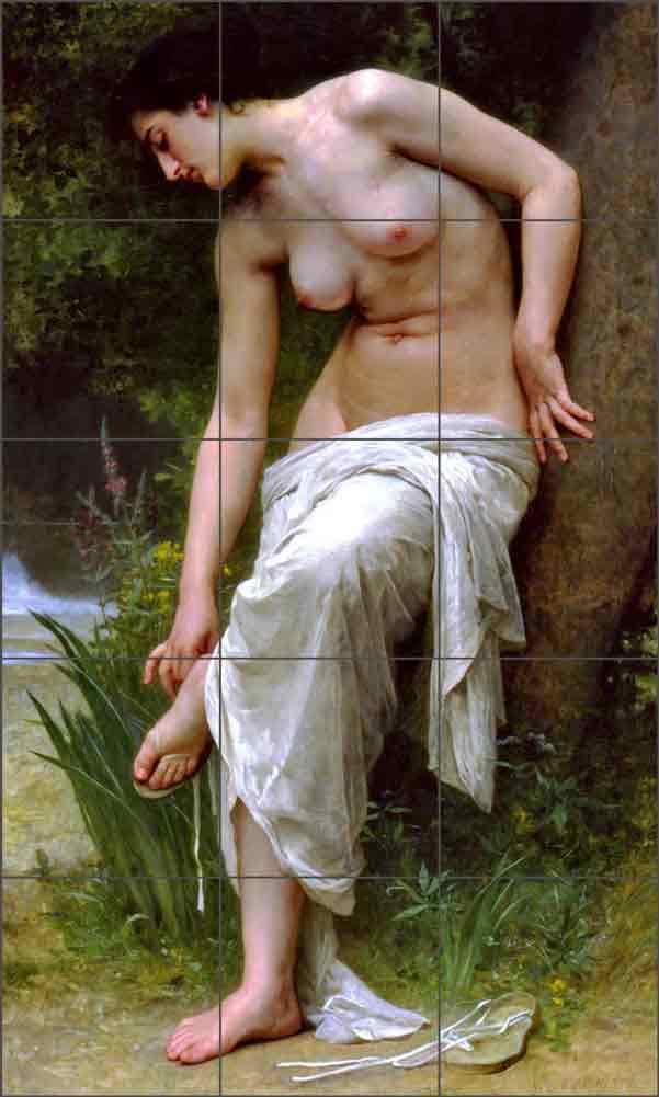 After the Bath by William Bouguereau Ceramic Tile Mural - WB2070