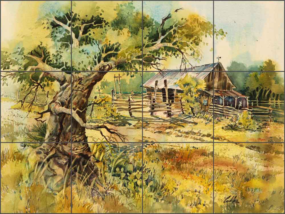 Neighbor's Barn by Warren Cullar Ceramic Tile Mural - WC125