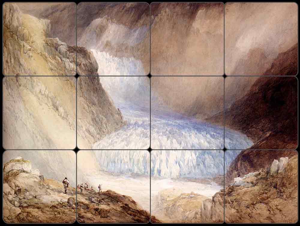 Glacier Du Rhone and the Garlingstock by William Callow Tumbled Marble Tile Mural WC2-005