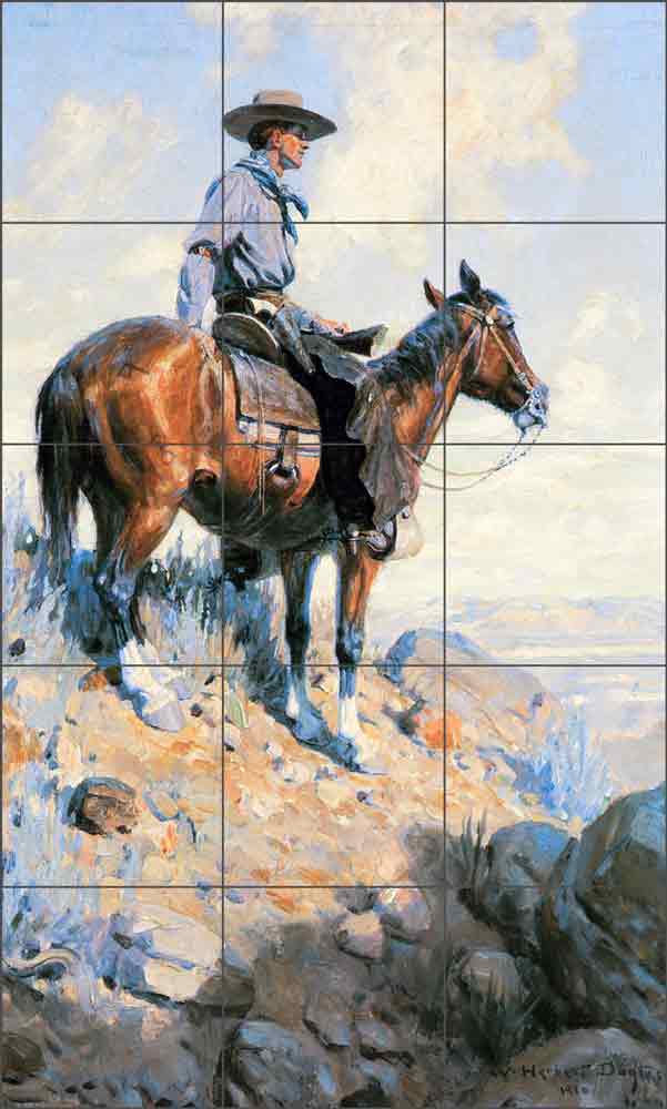 Sentinel of the Plains by W. Herbert Dunton Ceramic Tile Mural WHD001